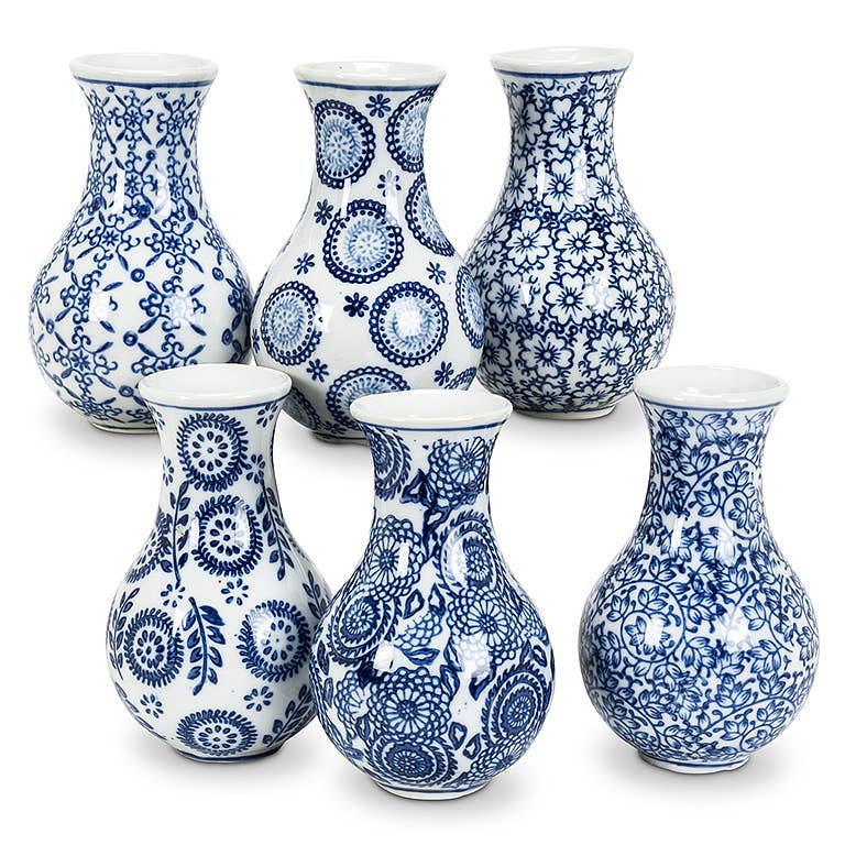 Blue/White Small Bulb Vase -Assorted-sold separately