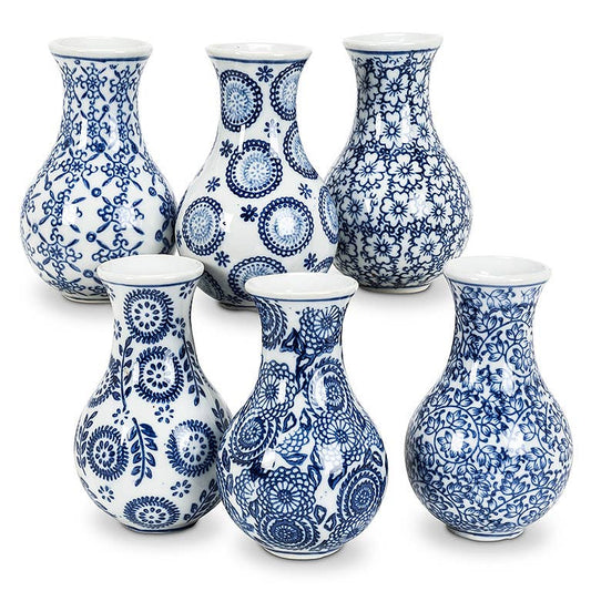 Blue/White Small Bulb Vase -Assorted-sold separately
