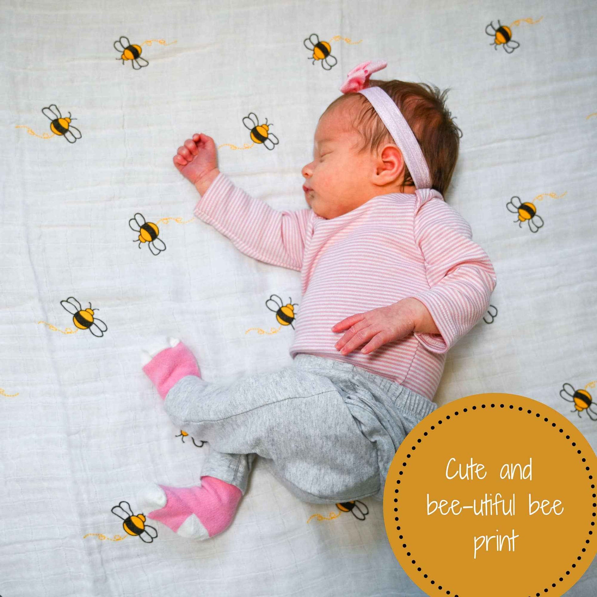 LollyBanks - Bee-utiful Baby Muslin Swaddle Blanket