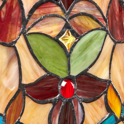 24" Amber Floral Stained Glass Window Panel