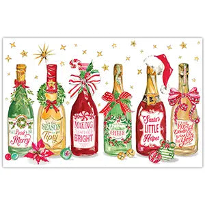 Placemat Handpainted Christmas Bottles