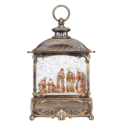 10" H LED Nativity Water Lantern