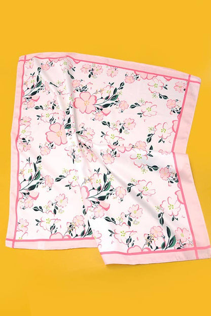 FLOWER LEAF SILKY FEEL BANDANA SCARF