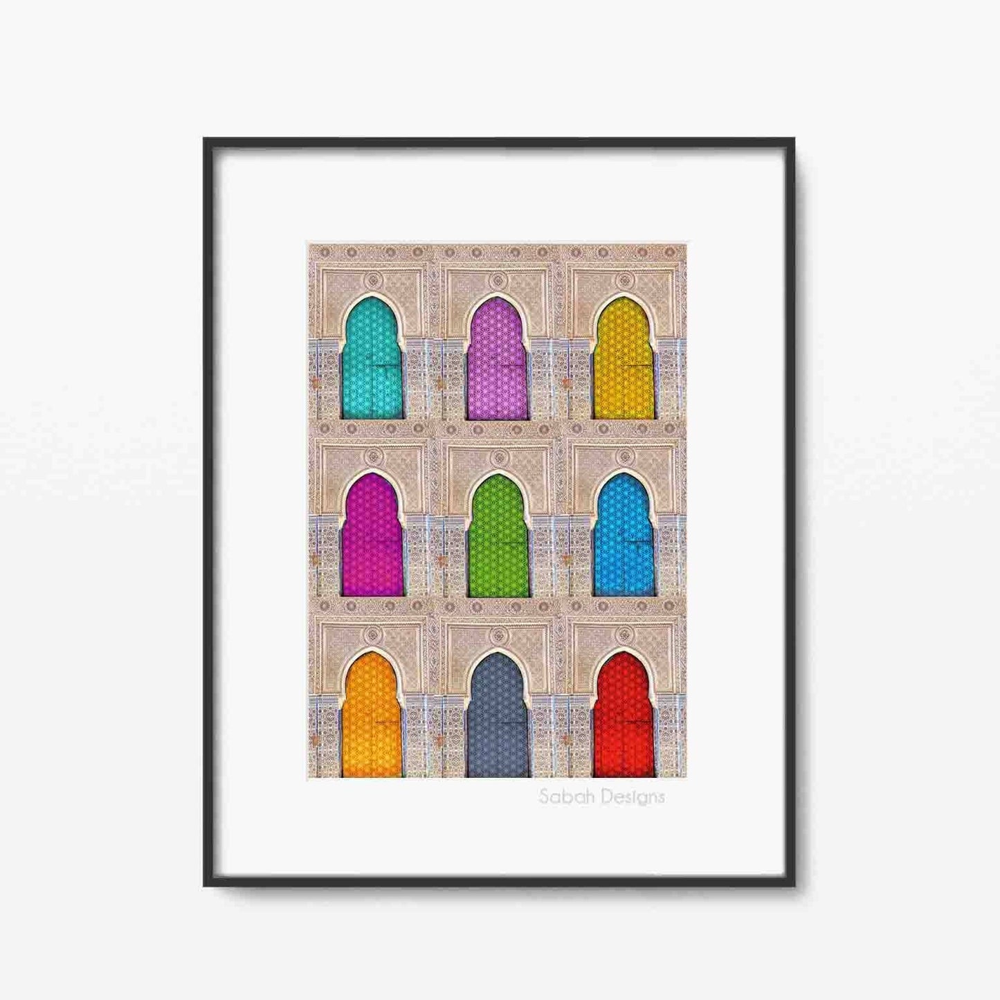 Contemporary Moroccan 9 Doors A4 Print Islamic Art Home Decor