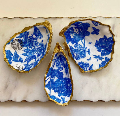 Blue Bird Oyster Shell Jewelry Dish