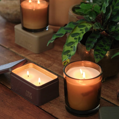 Forest Leather Travel Tin Candle