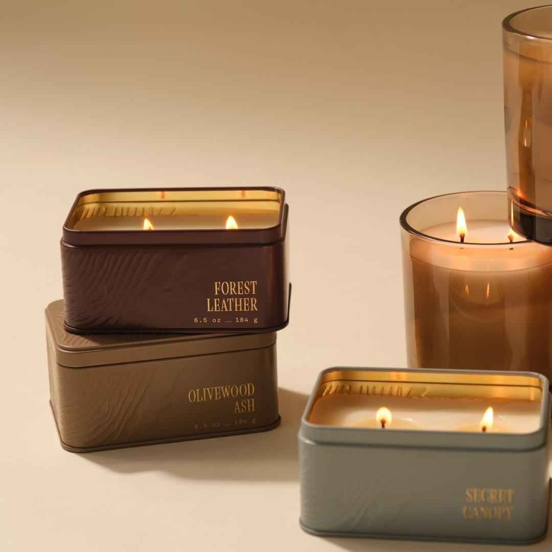 Forest Leather Tin Candle, 6.5 oz