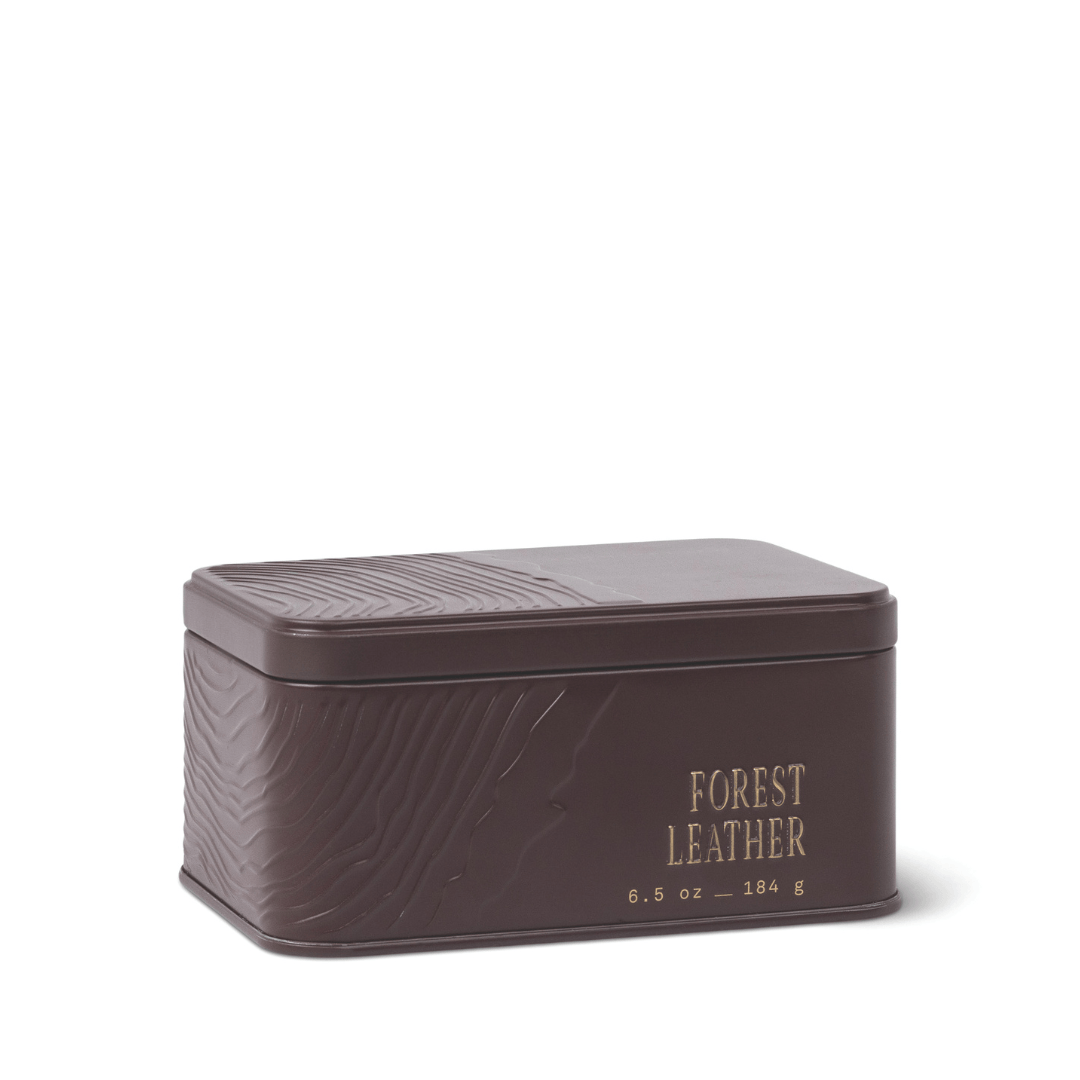Forest Leather Tin Candle, 6.5 oz