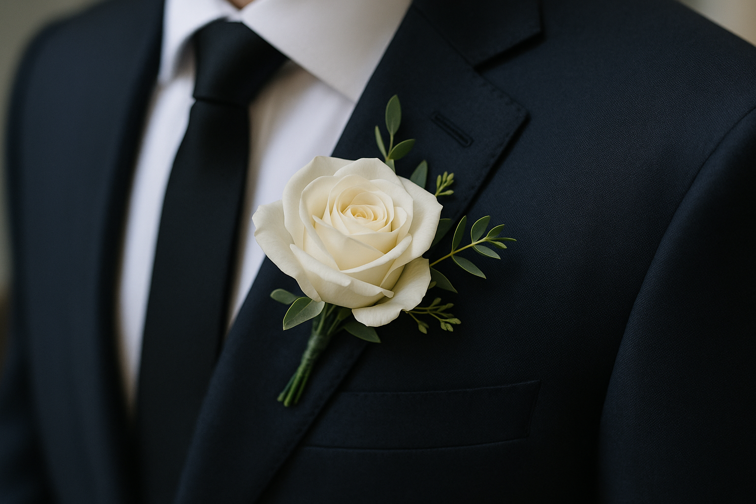 Fresh Flower Boutonniere on men suite