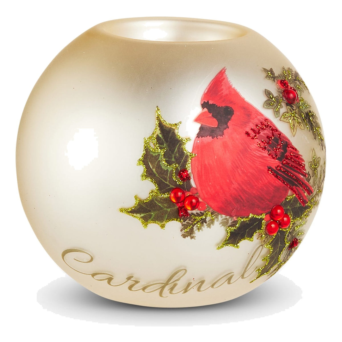 4" Frost Song Ball Tealight Holder, Cardinal