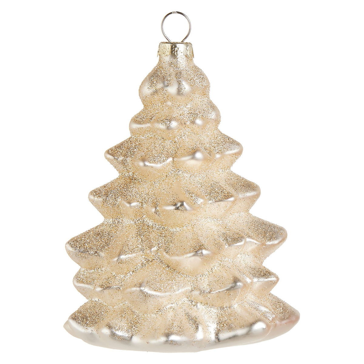 4.5" Glitter Tree Ornament, Champagne
