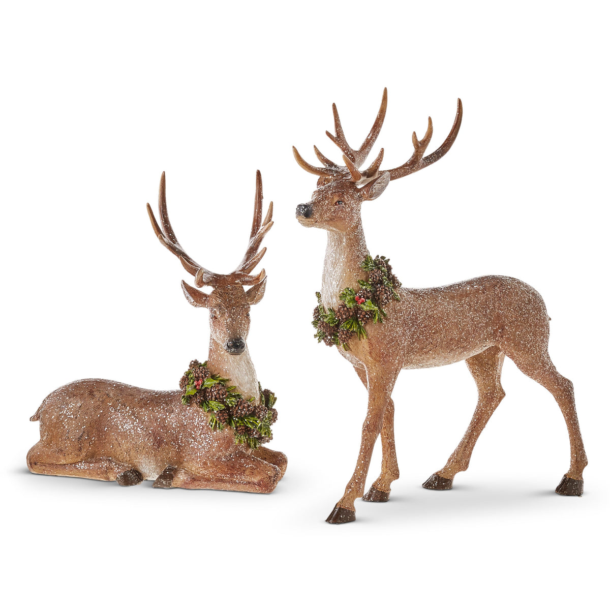16" Glittered Deer with Wreath product photo