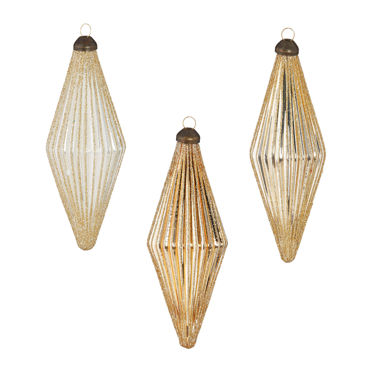 5.5" Glittered Diamond Ribbed Ornament product photo