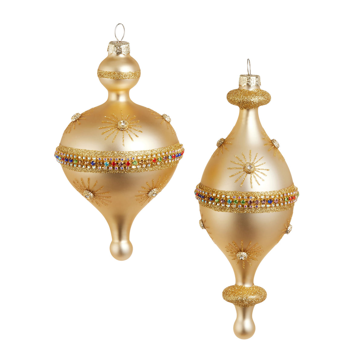 7.5" Gold and Jewel Finial Ornament product photo