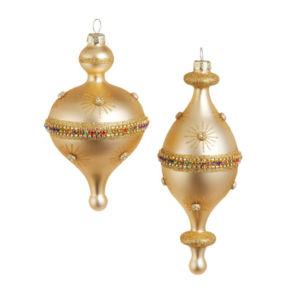 7.5" Gold and Jewel Finial Ornament product photo