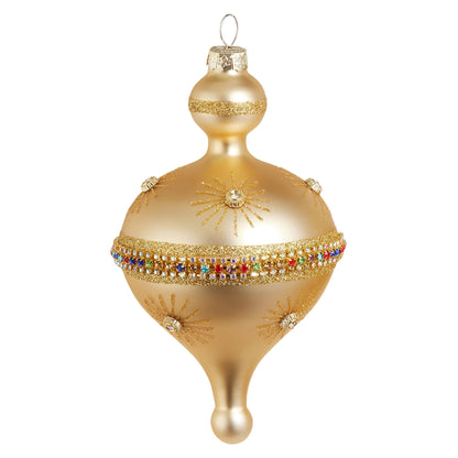 7.5" Gold and Jewel Finial Ornament, Ball Top Finial