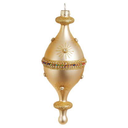 7.5" Gold and Jewel Finial Ornament, Disc Top Finial
