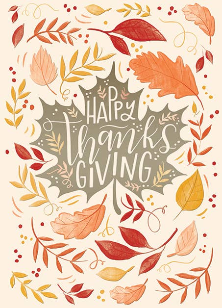 Gold Thanksgiving Leaf Greeting Card