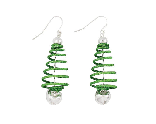 Pendientes de árbol de Navidad verde primaveral
