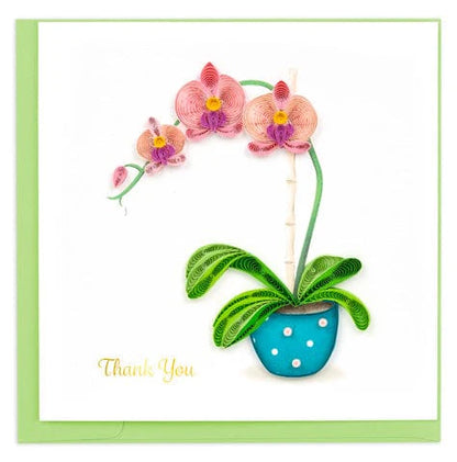 QuillingCard Tarjeta de agradecimiento con orquídea en maceta