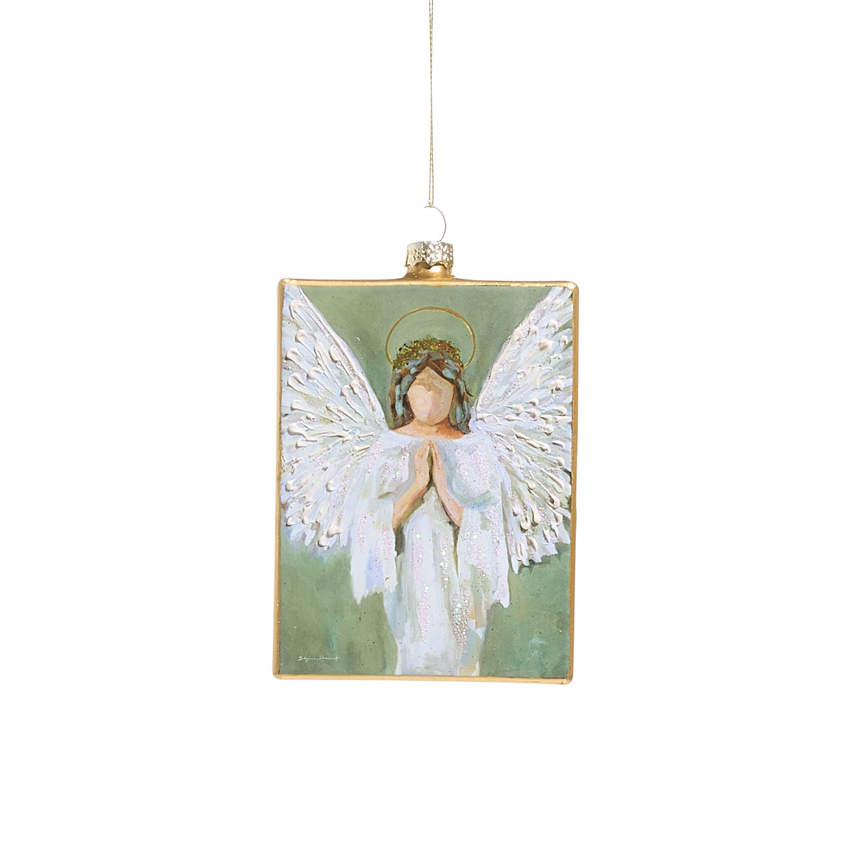 5" Guardian Angel Rectangle Ornament, Praying Angel