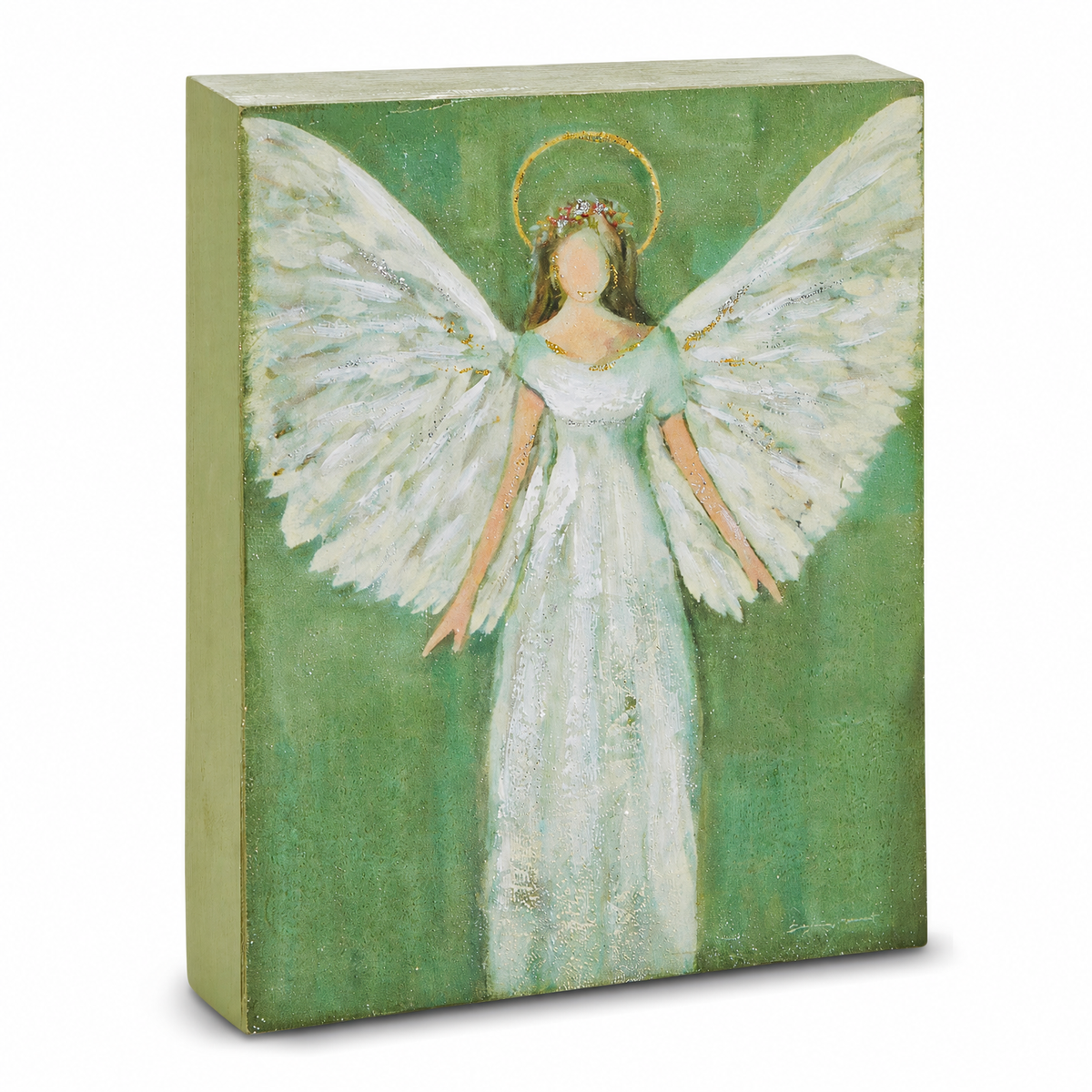 Guardian Angel Wood Art Block, Open Arms design