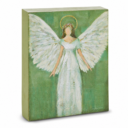 Guardian Angel Wood Art Block, Open Arms design
