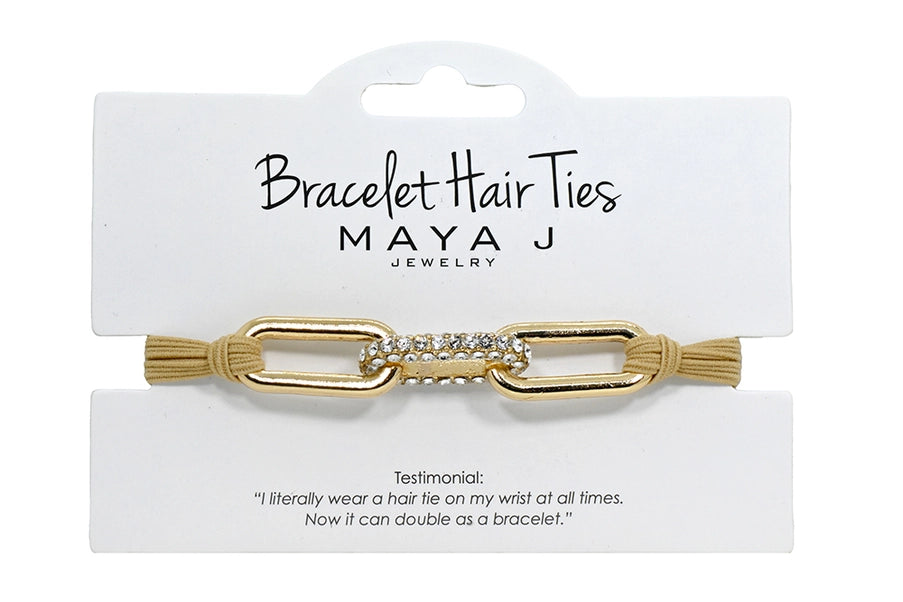 Crystal Hair Tie - Large Oval Yellow Chain