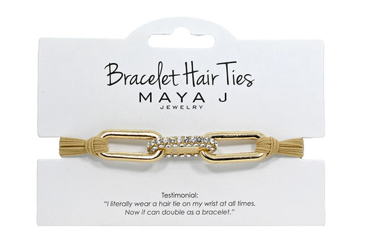 Crystal Hair Tie - Large Oval Yellow Chain