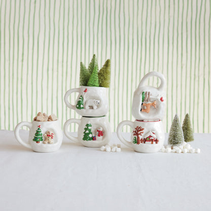 Hand-Painted Stoneware Christmas Mug, shown in a styled holiday setting