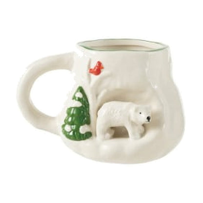 Hand-Painted Stoneware Christmas Mug, Polar Bear