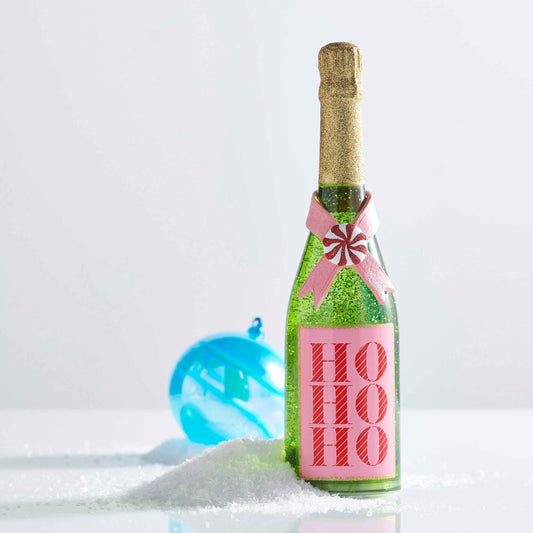 Ho Ho Ho Pink and Green Lighted Glitter Bottle