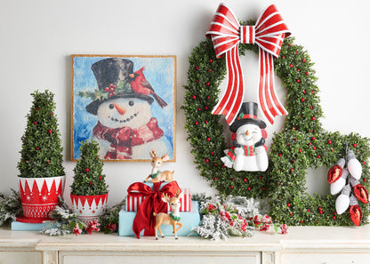 Red and White Stripe Bow, A large red and white striped metal bow with a glitter finish.