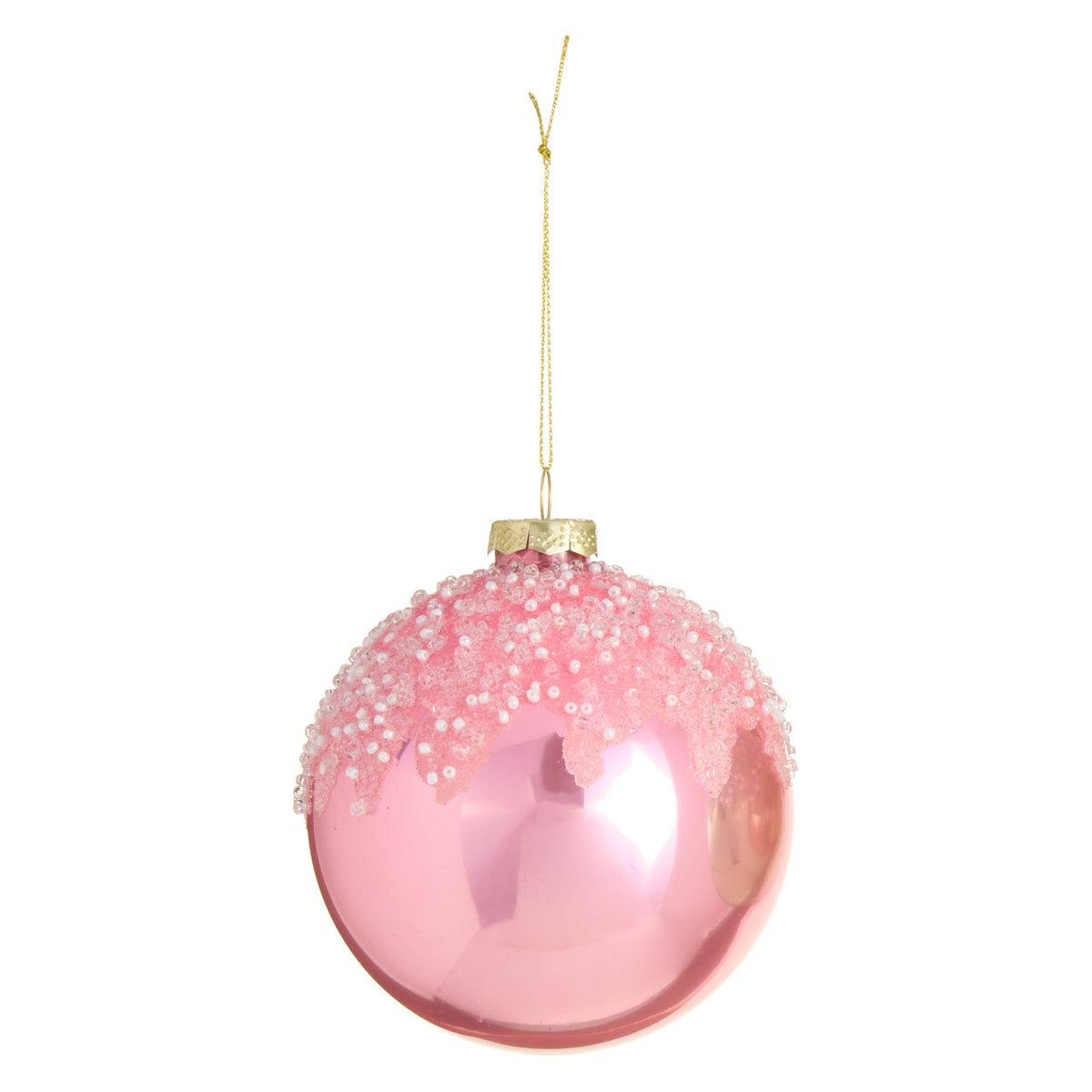 4" Icing Drizzle Ball Ornament, Pink