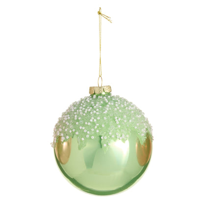 4" Icing Drizzle Ball Ornament, Green