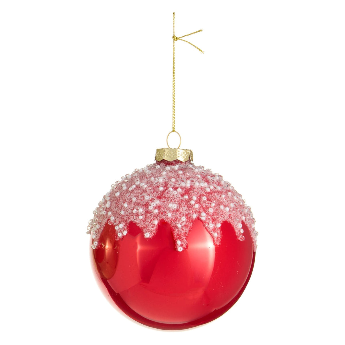 4" Icing Drizzle Ball Ornament, Red