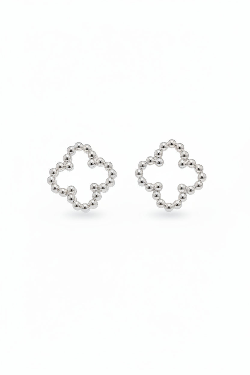 Silver beaded clovers
