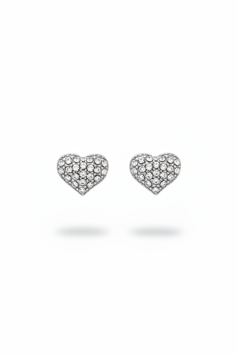 Silver clear crystal heart