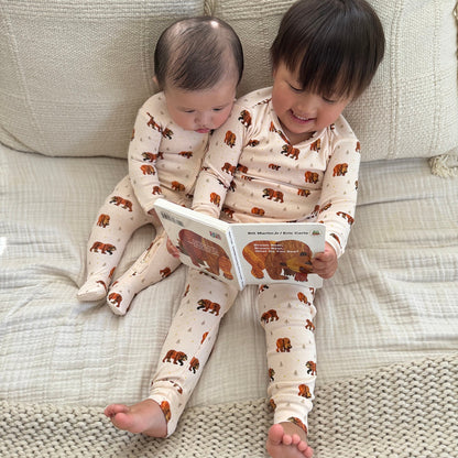 Kids' Organic Cotton Long Sleeve Pajama Set, Brown Bear Print, view 4
