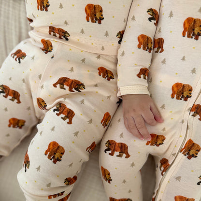 Kids' Organic Cotton Long Sleeve Pajama Set, Brown Bear Print, view 5