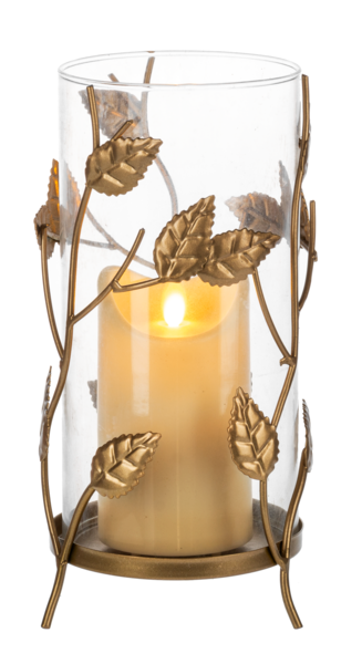 Portavelas con pedestal y lámina de oro en capas - Grande