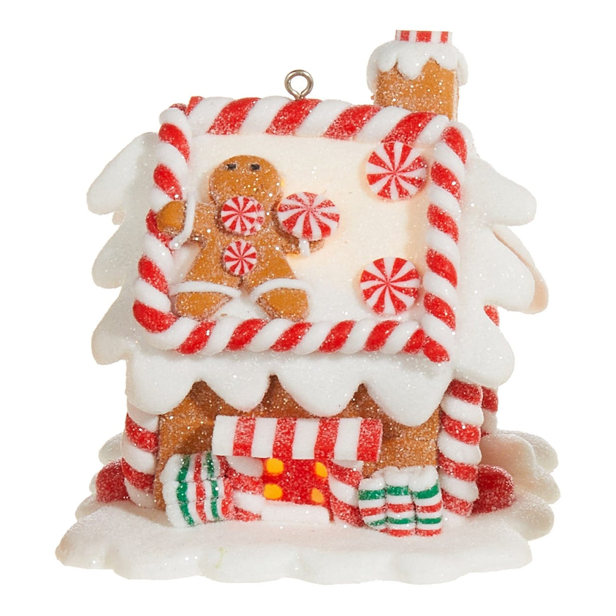 3.25" Lighted Gingerbread House Ornament, Candy Frame House