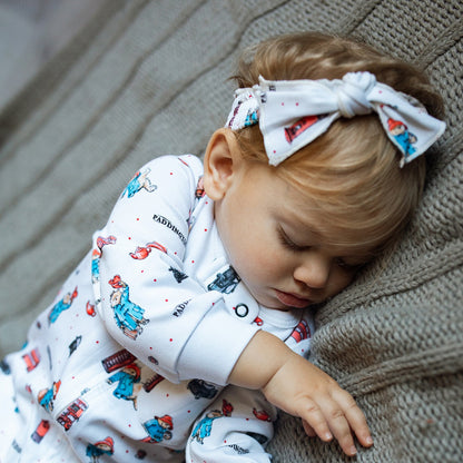 London Paddington Print Organic Smocked Baby Headband, view 3