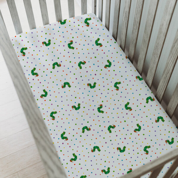 Organic Cotton Crib Sheet, Caterpillar Print, view 2
