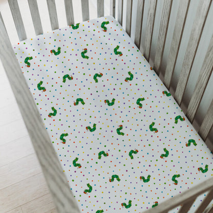 Organic Cotton Crib Sheet, Caterpillar Print, view 2