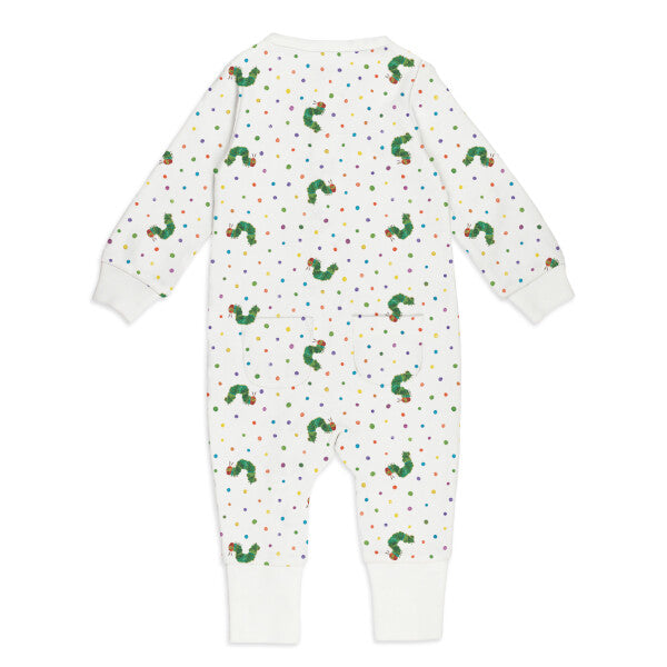 Organic Footless Zipper Romper, Caterpillar Print, view 5