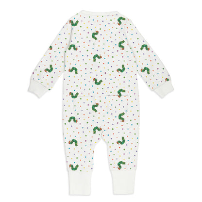 Organic Footless Zipper Romper, Caterpillar Print, view 5
