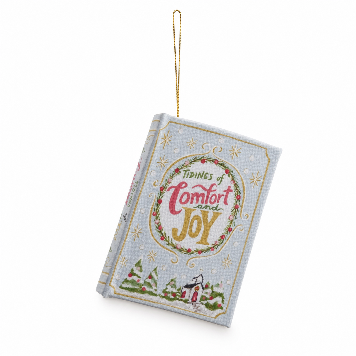 MDF and Canvas Book Ornament, Tidings of Comfort and Joy design