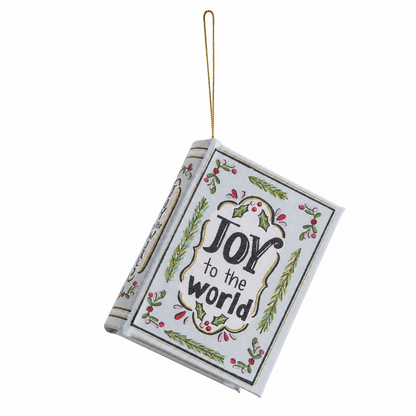 MDF and Canvas Book Ornament, Joy to the World design