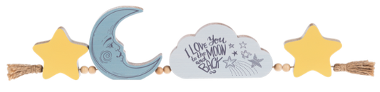 Moon, Cloud & Star Joined Art Block Figurine